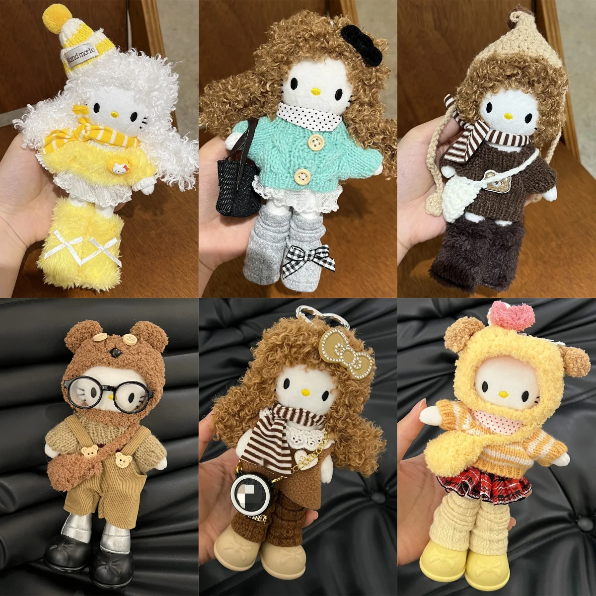 

Cartoon Sanrio Hello Kitty Plush Pendant Doll Dress Up Keychain Stuffed Toy Kawaii Bag Accessories Kids Xmas Gifts