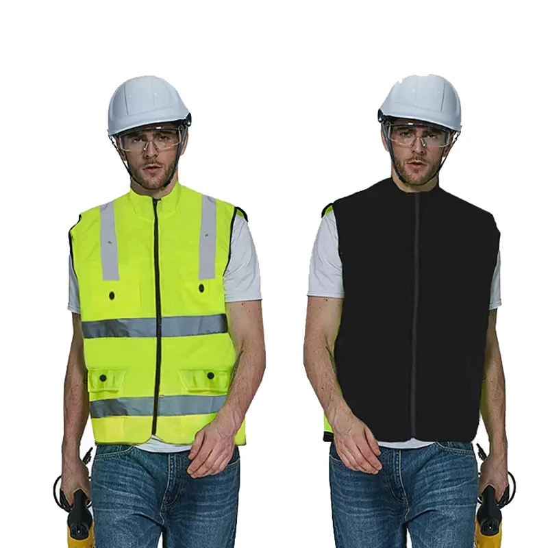 Winter Reflective Warm Jacket Vest with 3M Tapes Oxford and Polar Fleece Fabric Safety Waistcoat Fluorescent Yelow