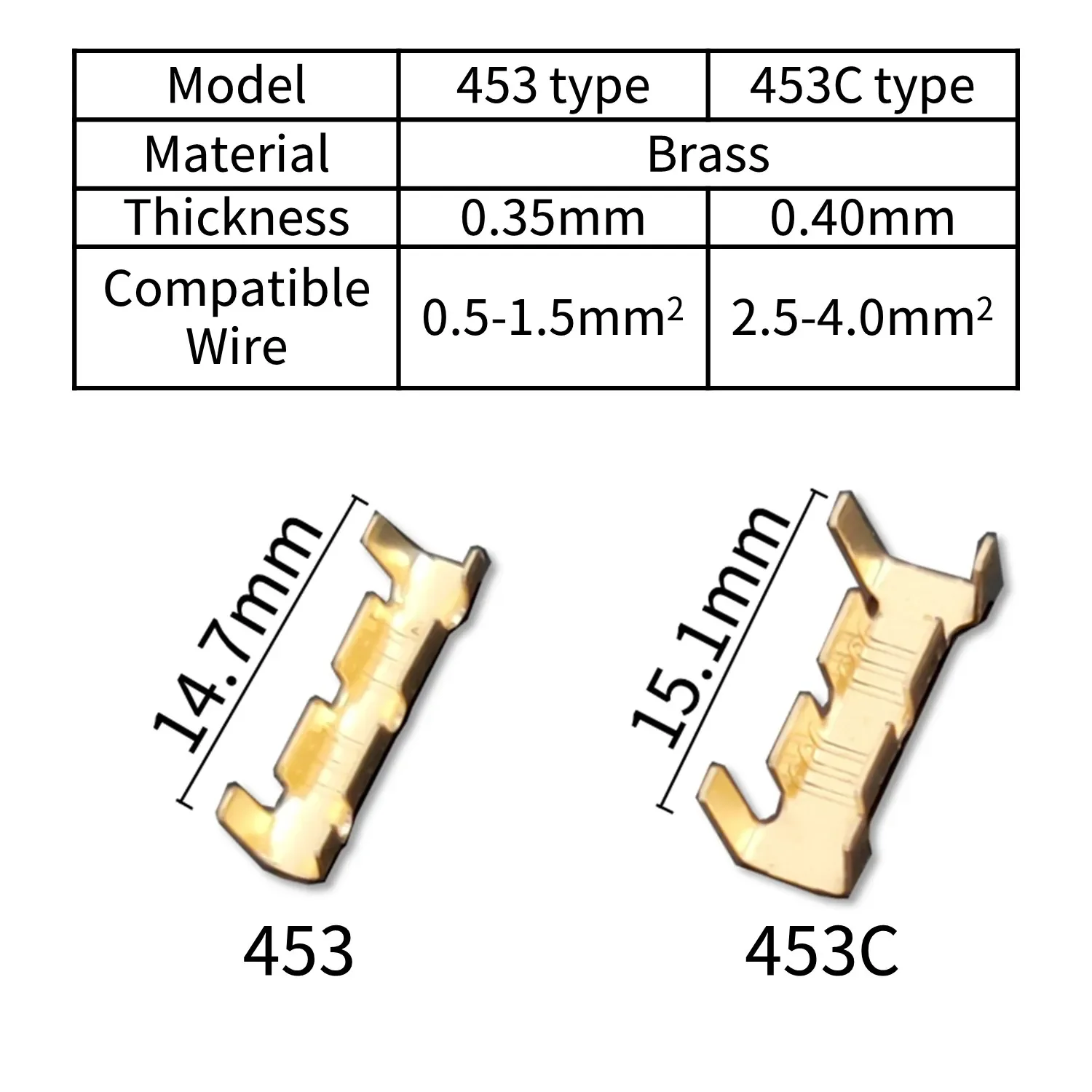 100pcs 453/453C U-shaped Terminal Wire Quick Connector Terminal Small Tooth Fascia Terminal 0.5-1.5mm2/2.5-4.0mm2