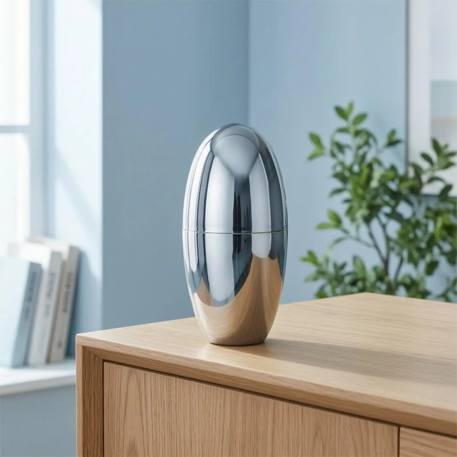 Modern Egg Cocktail Shaker Premium Steel Finish Leak Resistant Drink Mixer for Party Entertaining Casual Gatherings