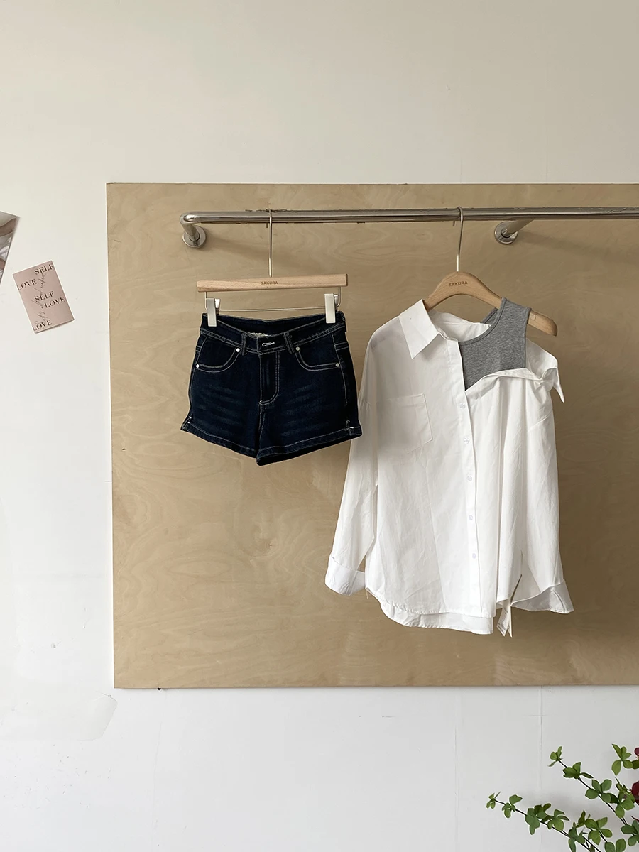 2025 Early Autumn New Style Korean Fashion Versatile Simple Denim Short Pants Women Slimming All-Match Spicy Girl Bodycon Trendy