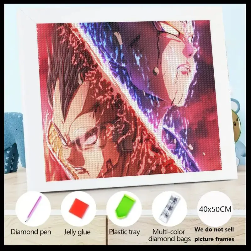 

1 шт. 5D полный дрель алмазный набор для рисования, DIY аниме Dragon Ball Z Saiyan Warriors Epic Battle Art Set, 40x50 см большой размер кристаллов