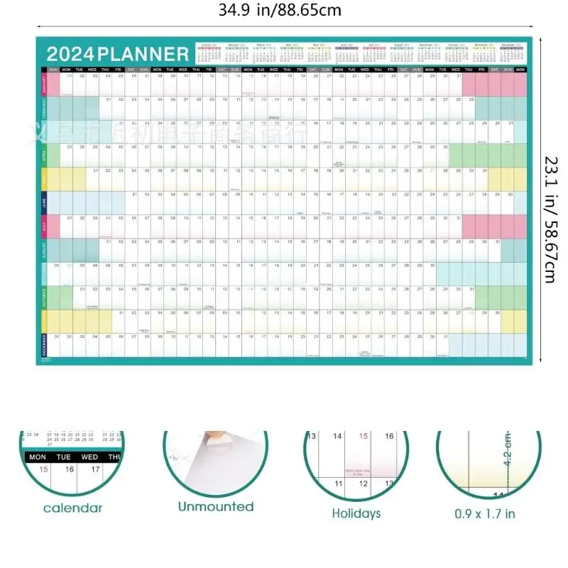 2024 volledig jaar om kalender thuiskantoor werkorganisator planner dropship te bekijken