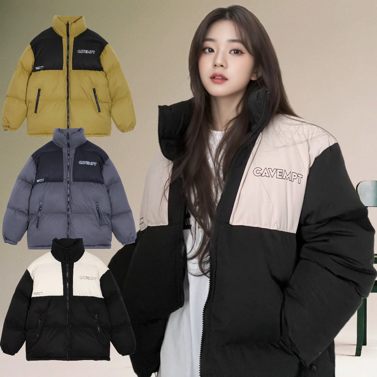 

LIFE CAVEMPT Ретро уличная одежда-пуховик Jaet Теплая верхняя одежда Цвет Blo Letter Design Thiened Зимнее пальто для мужчин