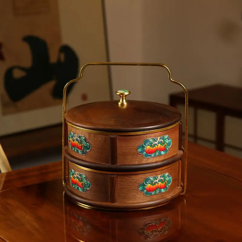 Large-capacity double-layer storage box, household portable dried fruit tray, light luxury candy box.