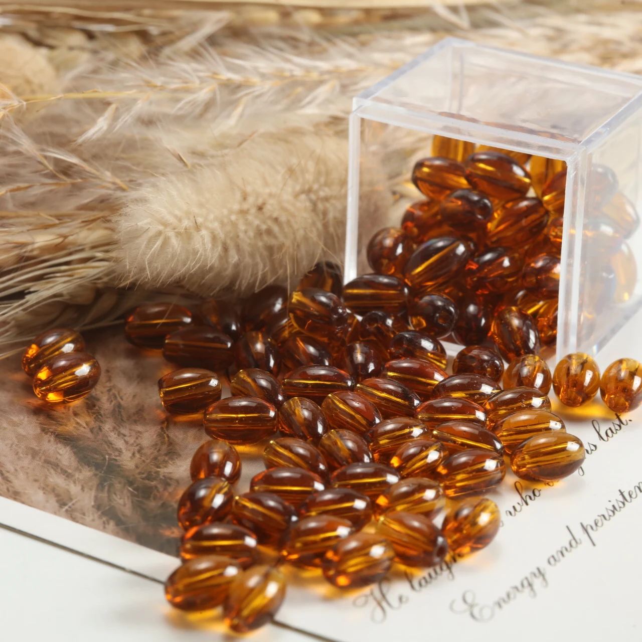 6x9mm Caramel Brown Transparent Rice Glass Beads Loose Beads For Bracelet Necklace Earring DIY Jewelry Making Materials
