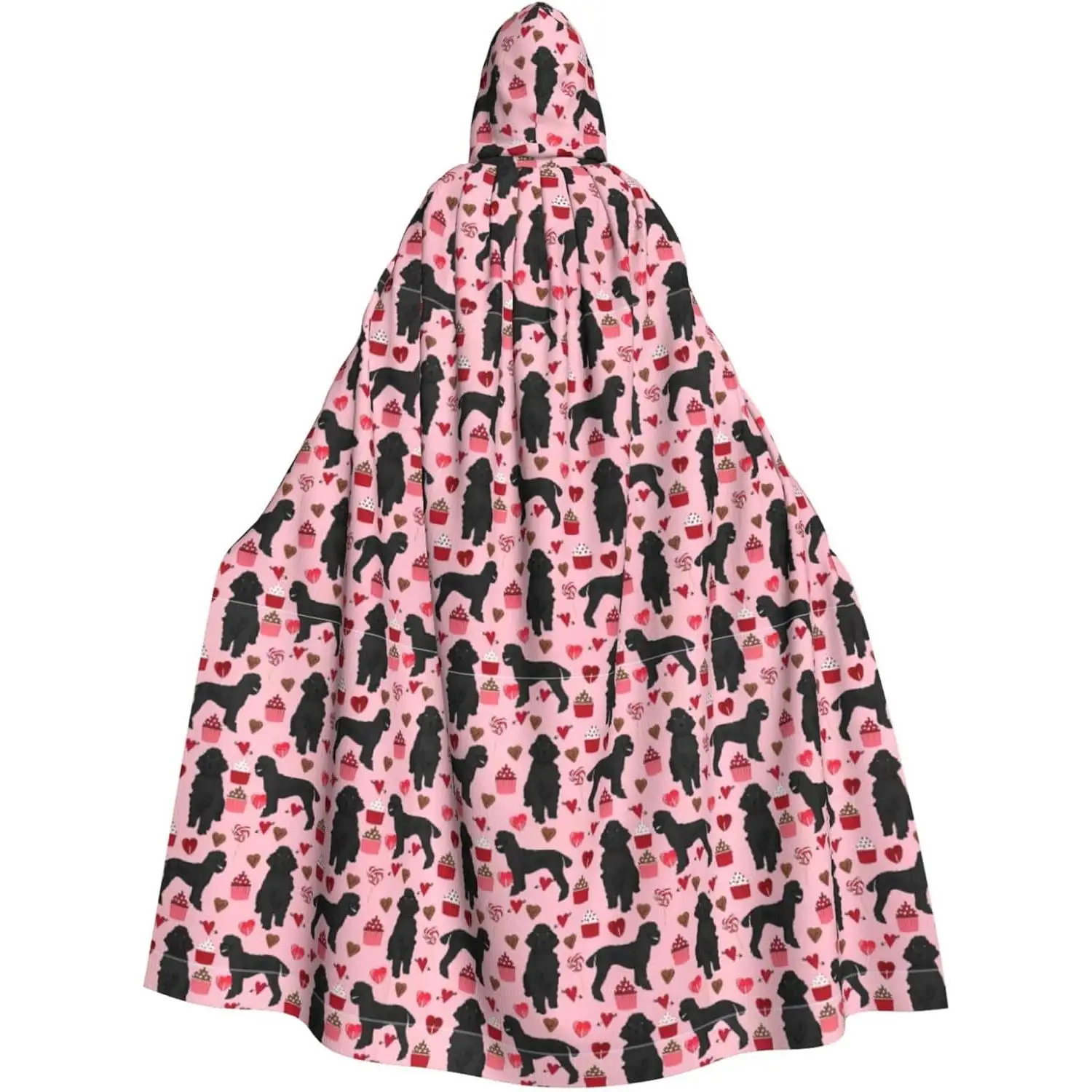 

Red Poodles Dogs Print Hooded Cloak for Men Women Versatile Halloween Hooded Cape Cloak Cosplay Carnivals