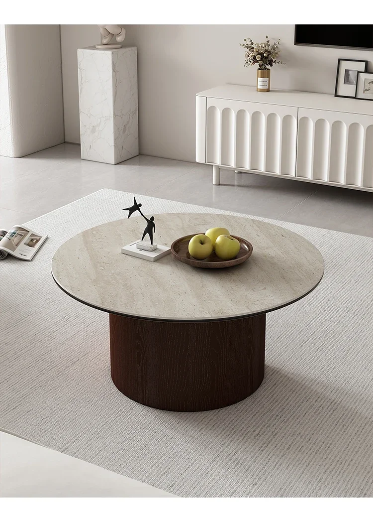 

Nordic Ancient Style Minimalist Stone Plate Silent Style round Tea Table