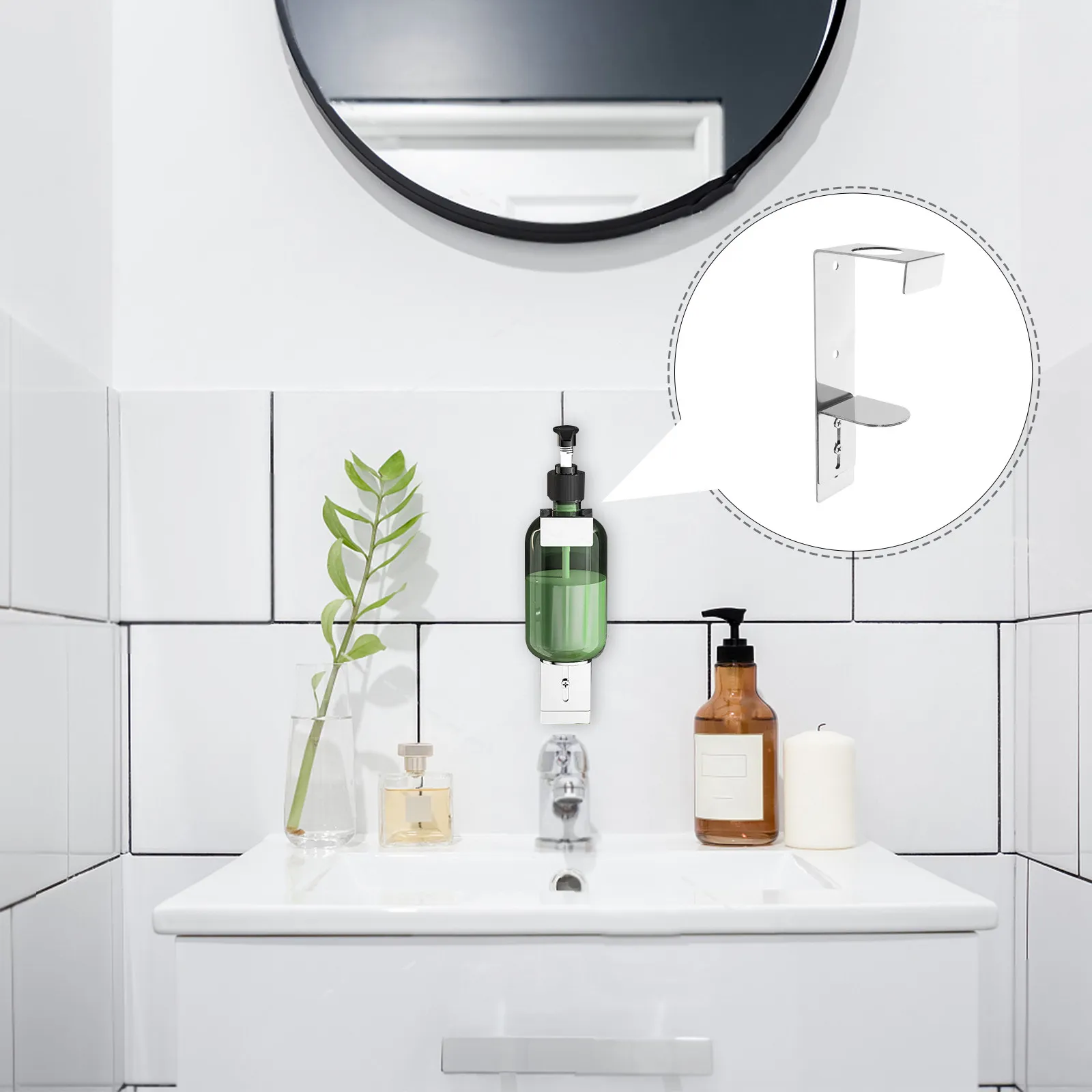 

Держатель для дозатора мыла из нержавеющей стали без сверления, настенный, для ванной, душа, кухни, органайзер для бутылок с шампунем и жидким мылом