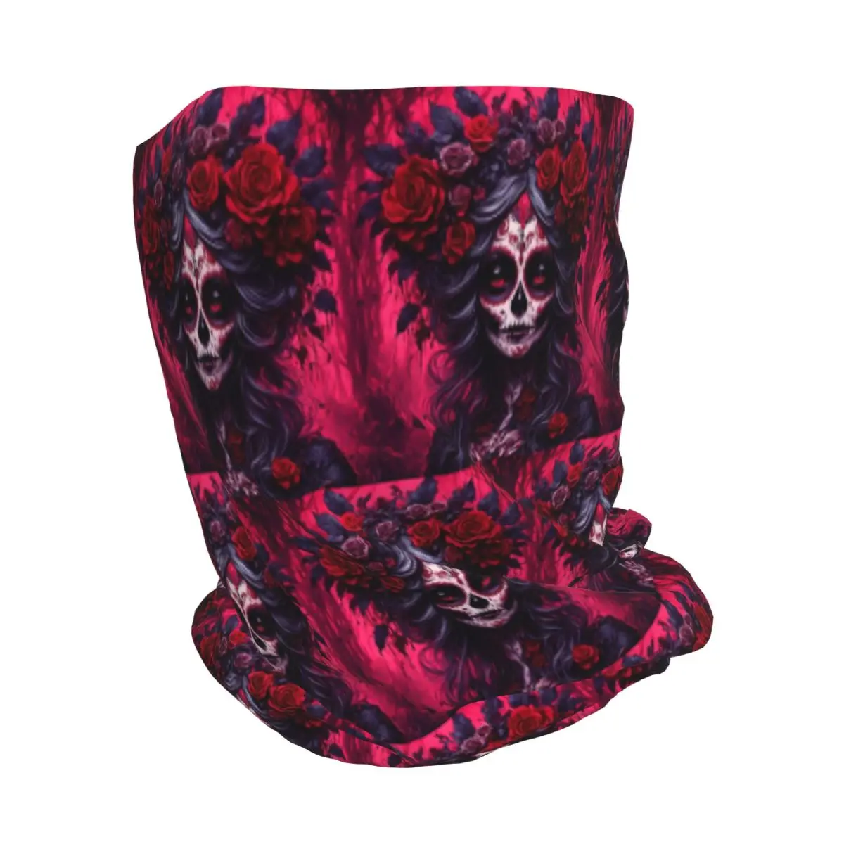 Mexican Catrina Girl Day Of The Dead Sugar Skull Bandana Neck Gaiter Face Scarf Face Mask Beanies Hat Unisex Adult Winter