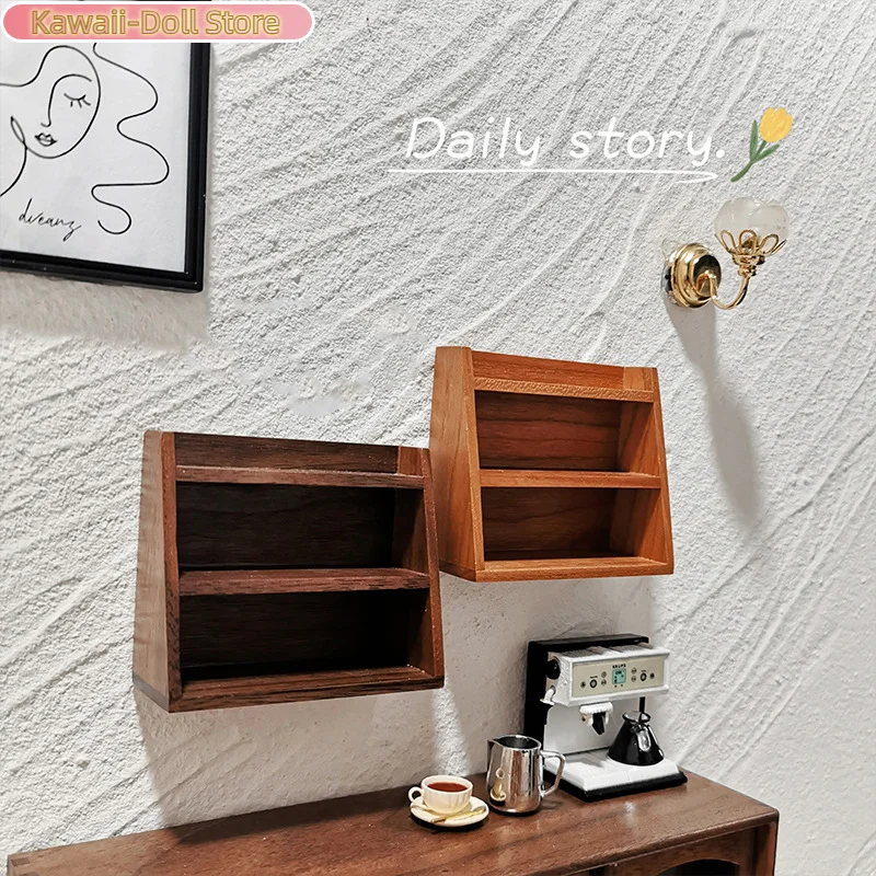 1 pçs montado na parede armário rack de armazenamento mini rack de armazenamento estante 1/12 casa boneca móveis decoração acessórios