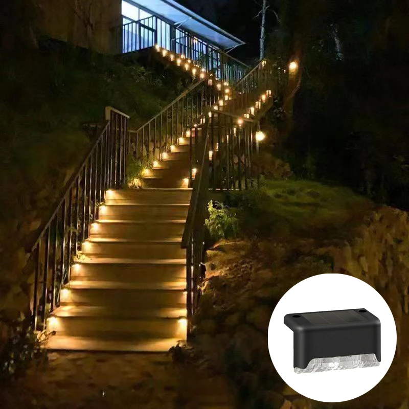 Waterproof Led Solar Lamp For Stairs Railing Step Fence Yard Patio and Pathway Solar Deck Lights 1/4 PacK Outdoor Step Lights