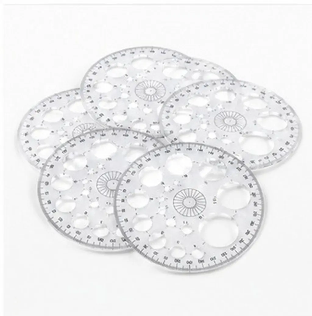10Pcs Protractor 360 Degree Circular Drafting Tool Multi-Size Round Circle Stencil Template Transparent Plastic Geometry Drawing