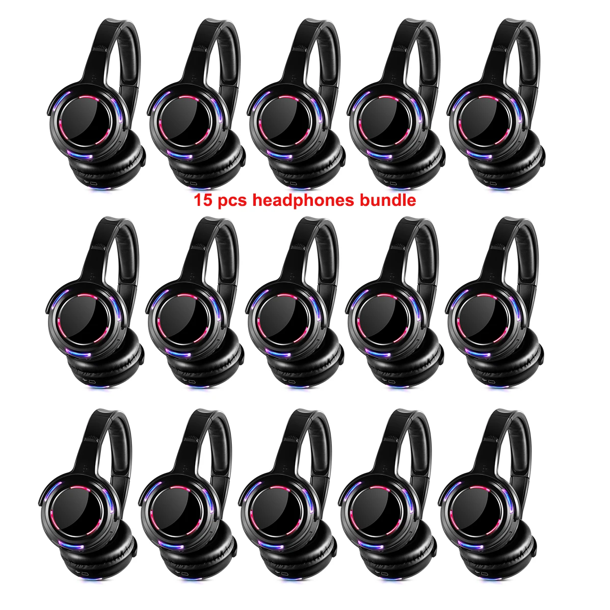 Silent Disco Headphones - LED Light Sound System Wireless Headphones 15pcs Receivers LOGO Accept