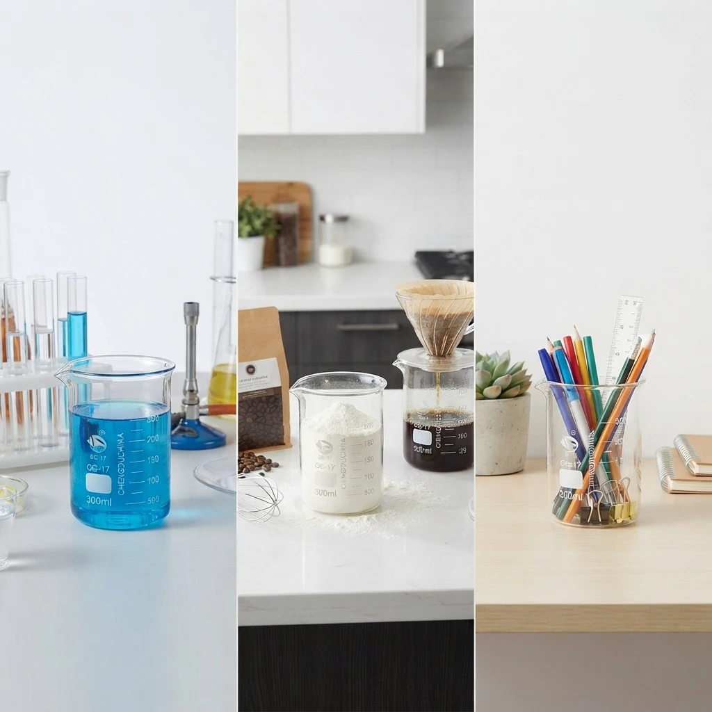 1set New 5/10/25/50/100-500ml Glass beaker Borosilicate Graduated Beakers Measuring Glass Chemistry Beakers