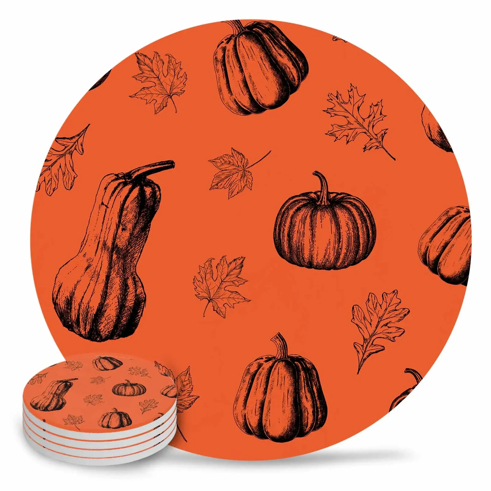 Autumn Thread Draft Pumpkin Cup Coaster Table Coasters for Cups Mat Drink Tea Coffee Glassware Pad Drinkware Kitchen Dining Bar