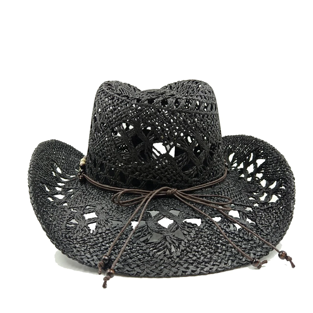 Ethnic Cowboy hat Black retro straw hat 2023 new men\'s and women\'s jazz Cowboy hat straw hat sun hat summer hat sombrero