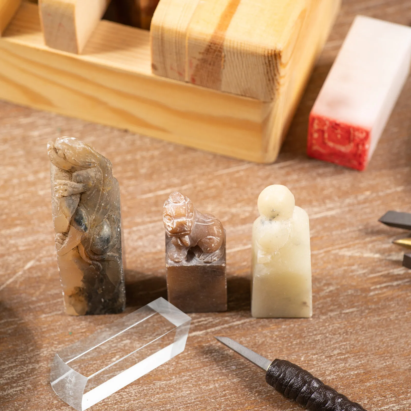 

5Pcs Transparent Seal Blanks DIY Craft Stamp Making Material Eco Friendly Natural Rubber Stamp Base for Artists