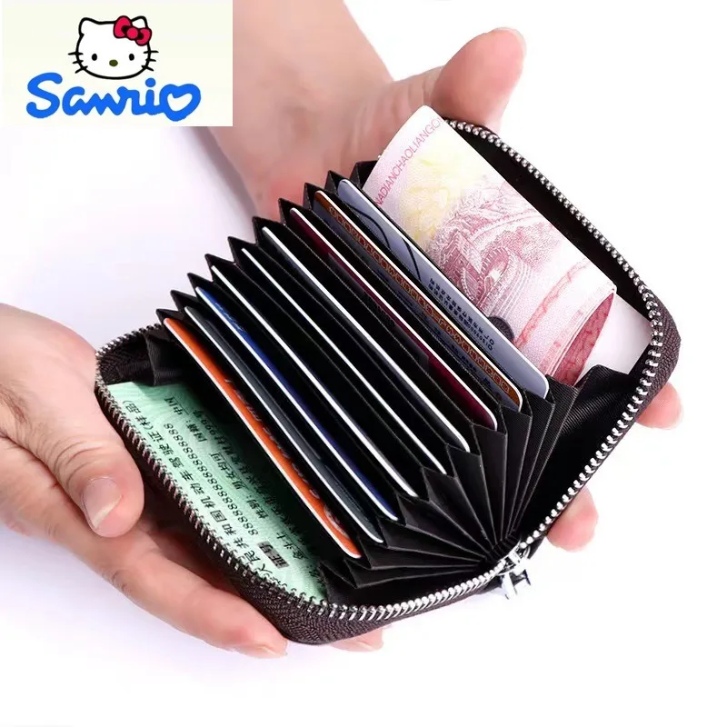 Sanrio High Quality Diamond Set Hello Kitty Sparkling Diamond Cartoon Card Bag for Women Multi functional Storage Wallet