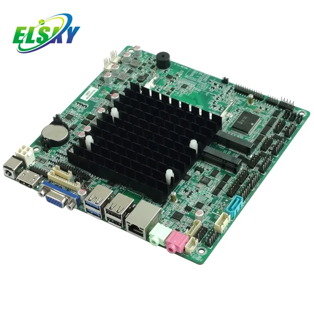 Hot Sale ELSKY Mini itx 170*170mm Dual LAN thin client 6 COM 8 USB Fanless embedded J1900 LVDS VGA 1HDMI Motherboard Computer