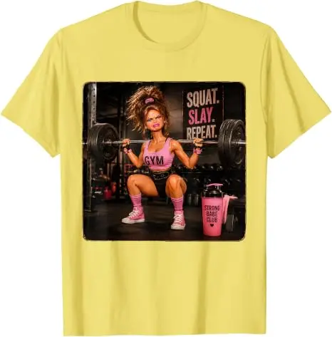 Lustiges Fitness-T-Shirt mit Meme-Humor: Ekelhaftes Gym-Girl, Y2K-Puppen-Gesicht, Damenmode, Gewichtheben-Grafik, Baumwollbekleidung – Detail 20