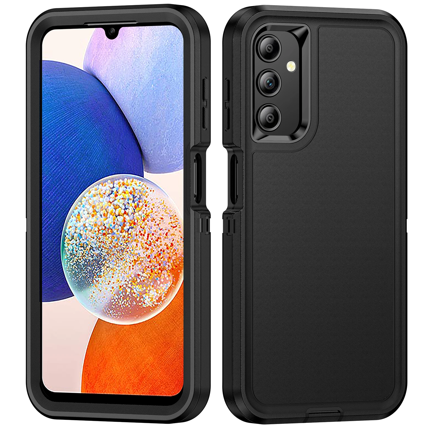 3 in 1 Defend Armor Shockproof Phone Case For Samsung Galaxy A14 A54 A04S A53 A13 5G Hard Plastic Frame Soft TPU Back Cover
