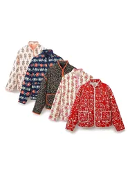 New Women's Clothing European and American Style Fashion Simple Versatile Casual Multicolor Printed Cotton Jacket