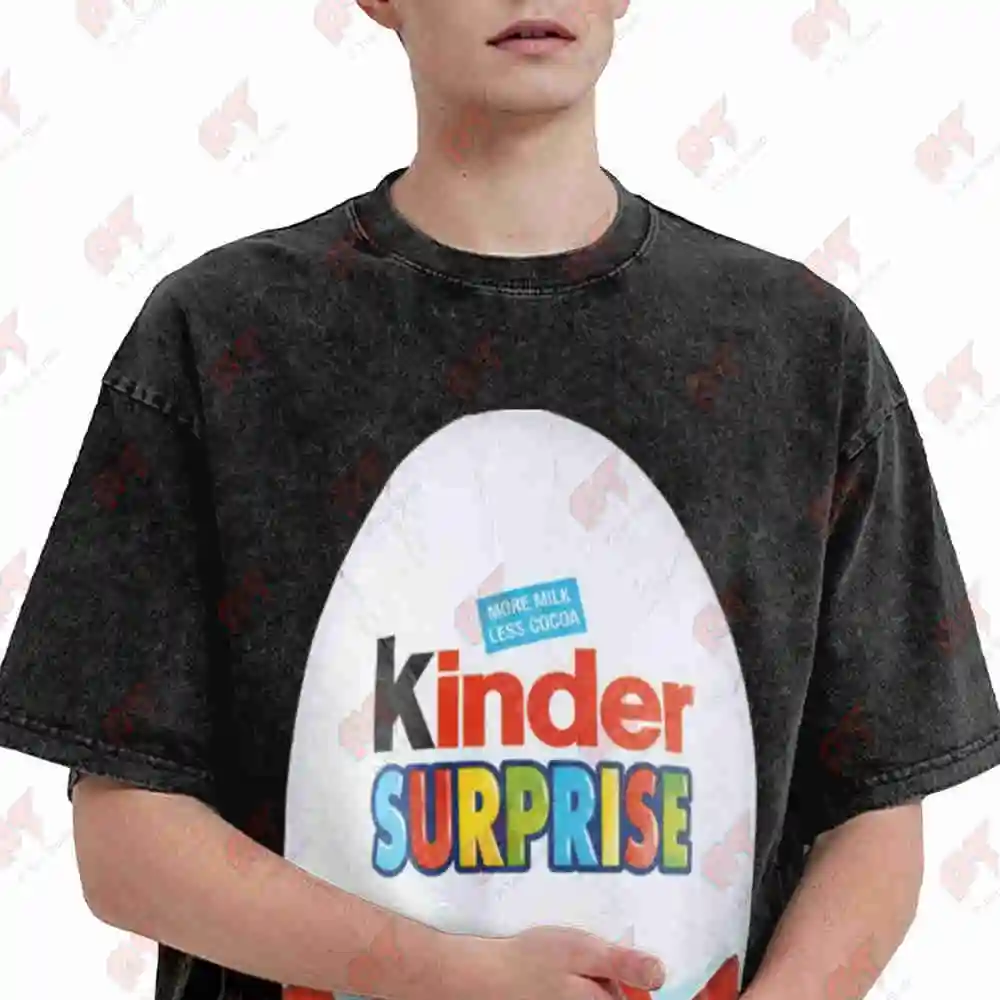 Kinder Surprise Retro European Vintage Washed Tee Pure Cotton T-Shirt