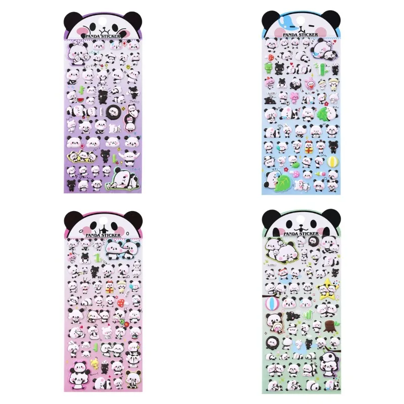 4PCs Cute 3D Panda Stickers Cartoon Animals Children’s Reward Stickers Handmade Decoration Photo Album Diary DIY Baby Stickers