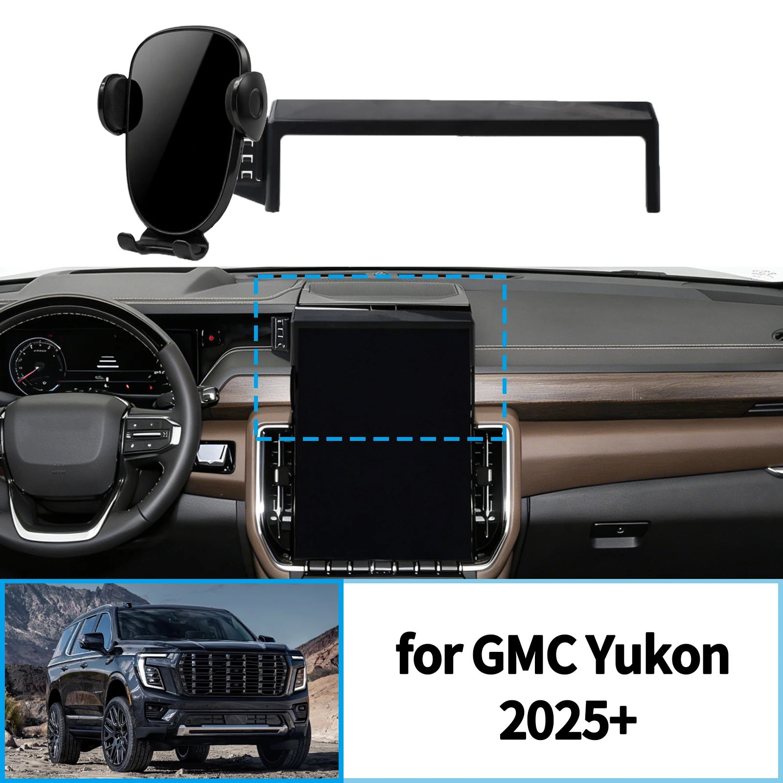 Suporte de Navegação para GMC Yukon 2025 2026 2027 LHD, Base para Tela e Suporte para Telefone ​ ​ acessórios