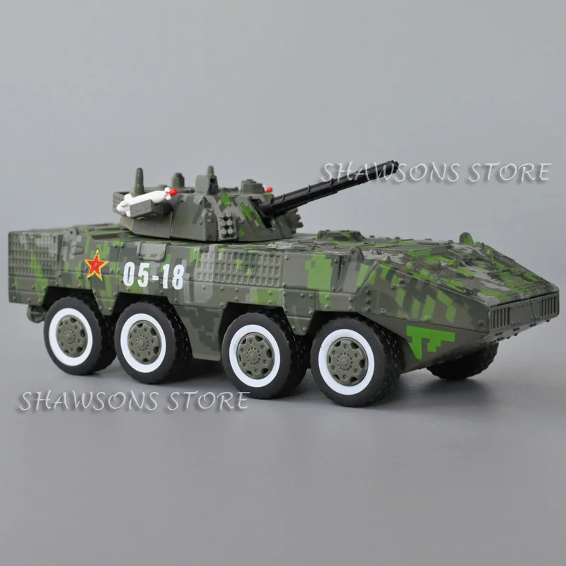 Mainan Model militer Diecast, mainan Model militer 1:50 kendaraan tempur lapis baja, suara tarik mundur AFV Tiongkok, replika miniatur ringan