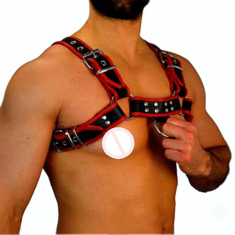 

Leather Harness Men Women Bondage Cage Harness Belts Rave Gay Clothing Strap Punk Rave Costumes Metal Conjoined Buckle