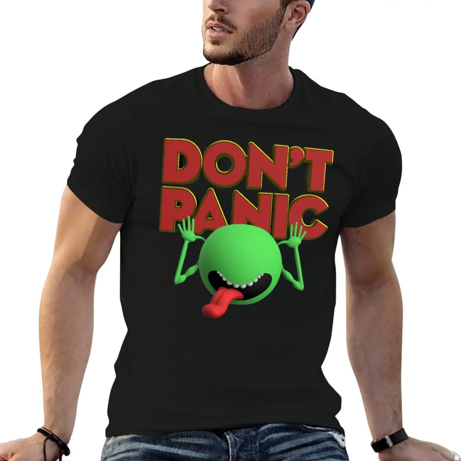 Don't Panic (3D Cosmic Cutie) T-Shirt summer top oversizeds new edition outfits for men