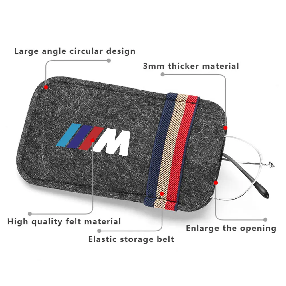 Car Sun Visor Eyeglasses Storage Bag Organize Glasses Clips For Bmw M Performance E90 F10 E60 X3 F25 E46 X5 F30 X7 E53 E91 E30