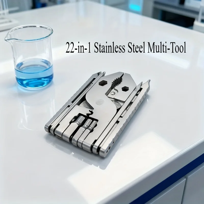 Multiutensile in acciaio inossidabile con portachiavi - Pinza pieghevole portatile, cacciavite, chiave inglese, martello, coltello, forbici, strumento di apertura
