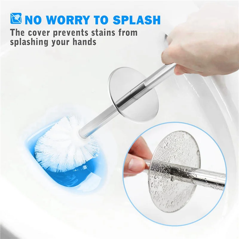 ABZS Toilet Brush And Holder, 4 Pack Toilet Brush With 304 Stainless Steel Long Handle, Toilet Bowl Brush White