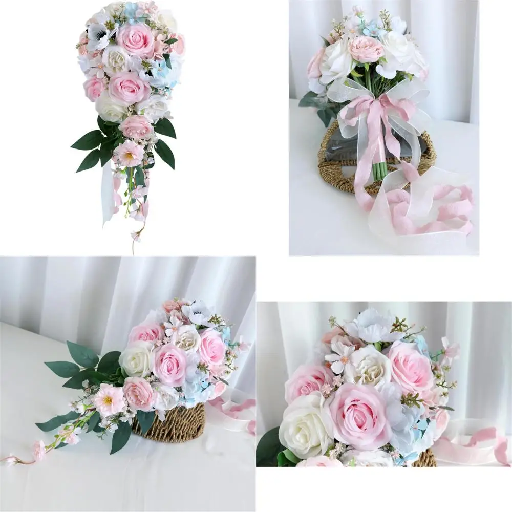 

10.2 Inch White and Burgundy Artificial Calla Lily and Rose Wedding Bouquets