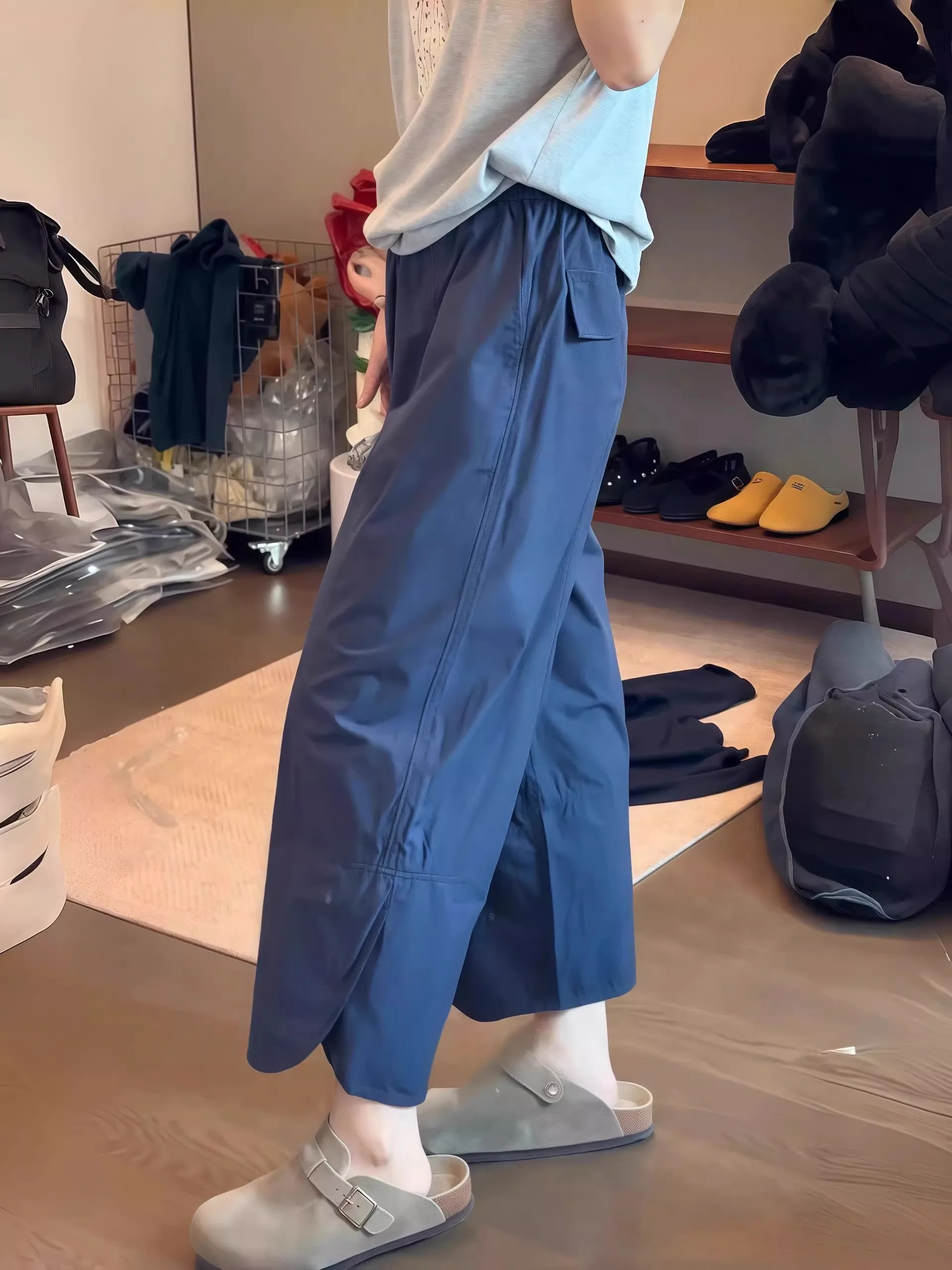 Quick Dry Casual Harem Pants Women's 2026 New Summer Thin Large Size Fat MM High Waist Slimming Nine Point Straight Leg Pants