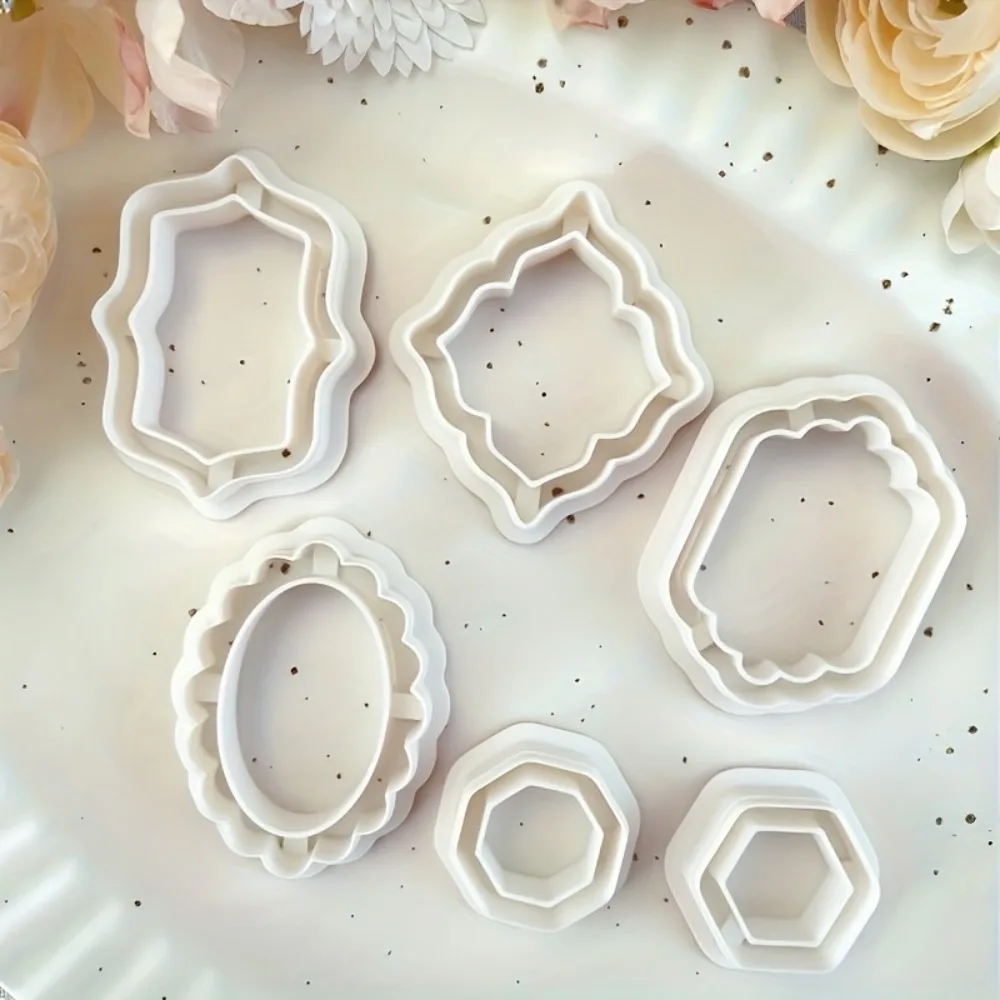 6pcs Vintage  Frame Shape Polymer Clay Cutters | Embossing Clay Cutters for Earrings Jewelry Clay Crafts Making DIY Hand Tools