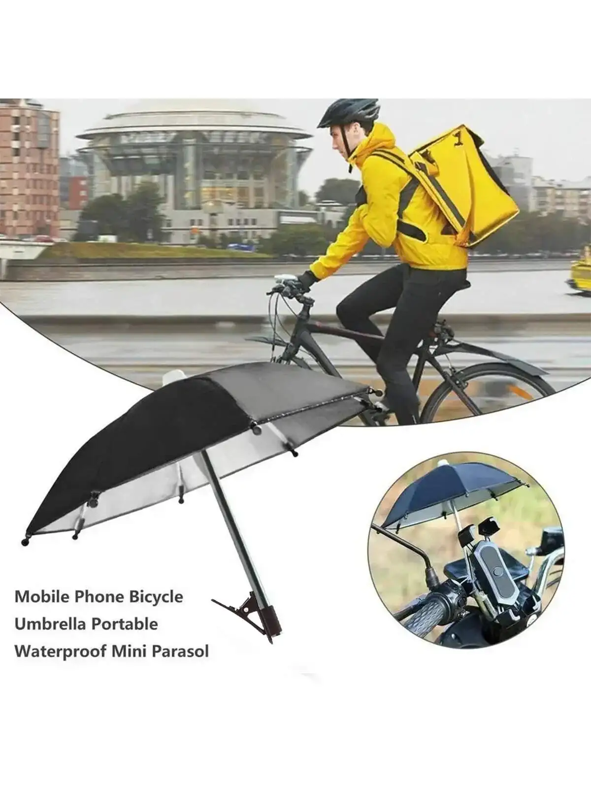 1 Stück Niedlicher Mini-Clip-Regenschirm Handy-Sonnenschutz Fahrrad-Sonnenschutz Deko-Ornament – Detail 7