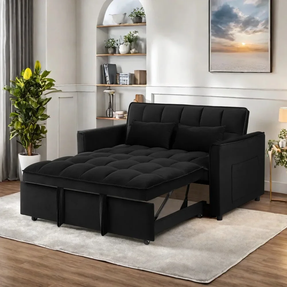 

Convertible Sofa Bed, 3-in-1 Sleeper Sofa with Pull Out Bed,Futon Couch with Adjustable Backrest and Pillows for Living Room