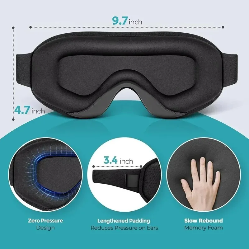 Sleep Mask Blackout Eye Mask for Sleep - 3D Breathable Soft Comfortable Eye Mask for Sleeping- Adjustable Strap Unisex - view 6