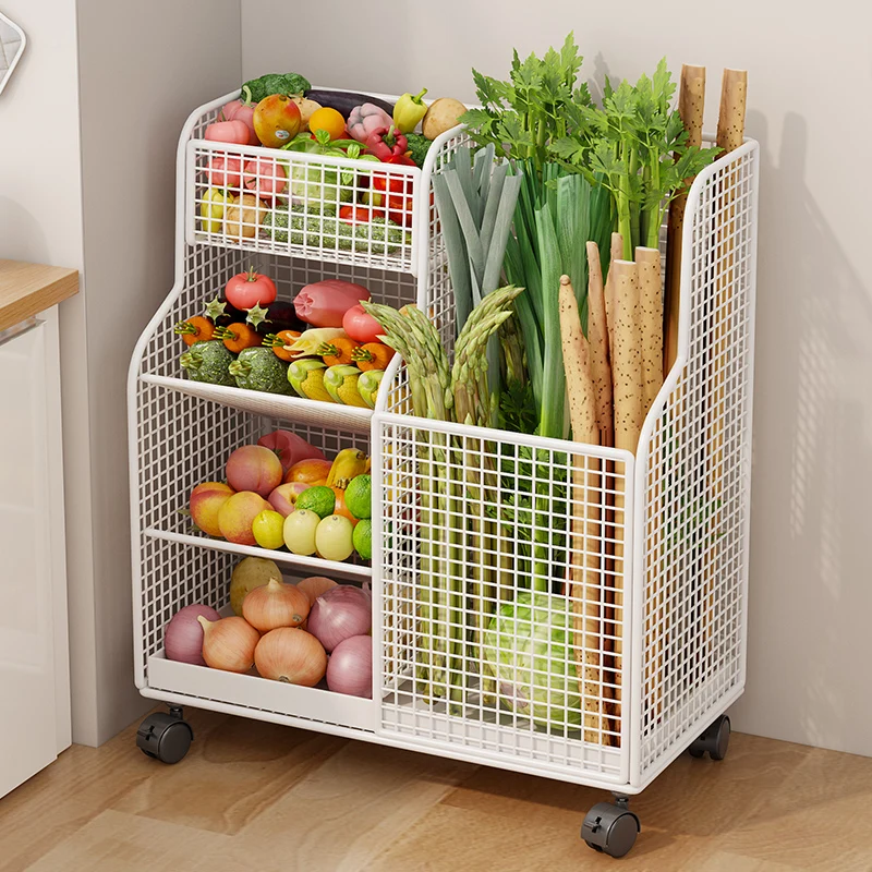 

Многофункциональная кухонная тележка-органайзер: мобильная, компактная, для хранения лука, чеснока, овощей и фруктов