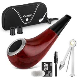 Scotte Vintage Classic Tobacco Pipe Pouch with Accessories, Red, Durable, Solid, High Quality, Free Smoke