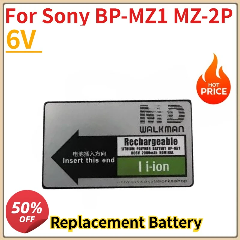 

New 6V 2000mAh Rechargeable Battery for Sony BP-MZ1 MZ-2P 6V DC High Qualty Battery