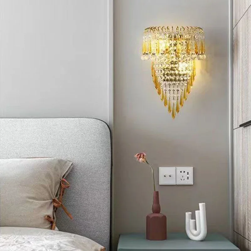 SEAN Contemporary crystal  Wall Lamp Indoor Art Living Room Bedroom Bedside Lamp luxurious Hotel Corridor Hallway Wall Lamp