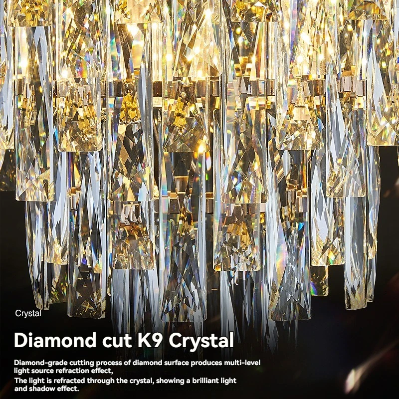 

Crystal Chandelier Luxury Gold For Dining Living Room Kitchen Bedroom Modern Crystal Pendant Light Hanging Chandelier