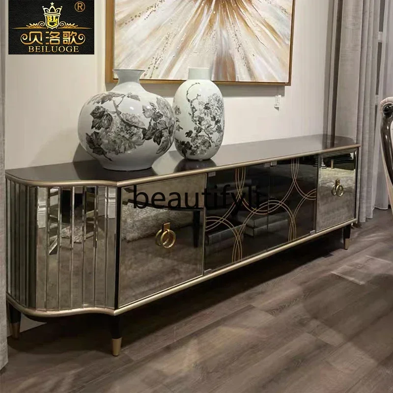 M178 Neoclassical TV cabinet Living room decorative floor cabinet American audio-visual cabinet can be customized solid wood