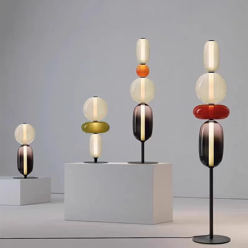 Nordic Color Lollipop Glass Floor Lamps for Living Room Bedroom Study Sofa High-end Art Led Lights Creative Home Decor Desk Lamp