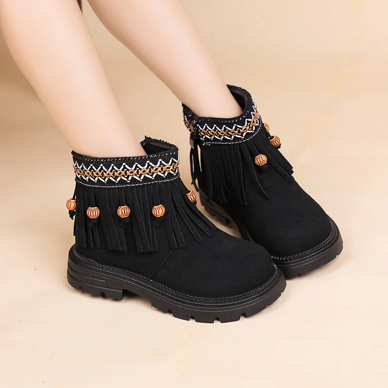 

Baby Girls Autumn/Winter Fashion Bohemian Style Soft and Warm Zipper Boots Elegant Princess Retro Tassel Casual Cute Short Boots